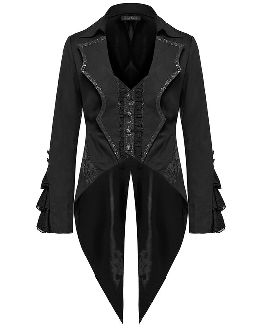 WY-1599LDM-BKM Mens Gothic Aristocrat Batwing Cutaway Tailcoat Jacket