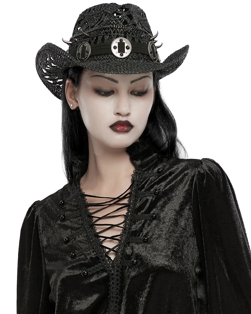 WS-675MZ Womens Apocalyptic Punk Studded Crochet Stetson Cowboy Hat