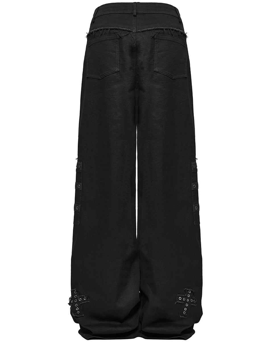 WK-658NCF Womens Apocalyptic Gothic Cut & Sew Crucifix Cargo Pants