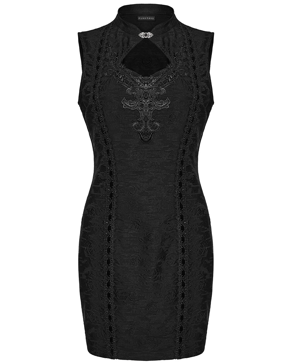 OQ-797LQF Daily Life Gothic Lolita Rose Jacquard Cheongsam Mini Dress