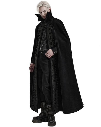 PR-WY-1555DPM-BKM Mens Long Gothic Nobleman Velvet Vampire Cloak