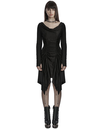 OQ-794LQF Daily Life Apocalyptic Gothic Broken Knit Ruching Dress