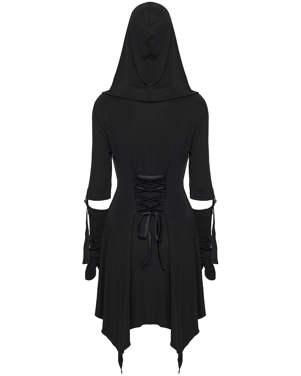 WQ-902LQF Womens Apocalyptic Gothic Hooded Mini Dress