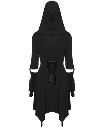 WQ-902LQF Womens Apocalyptic Gothic Hooded Mini Dress