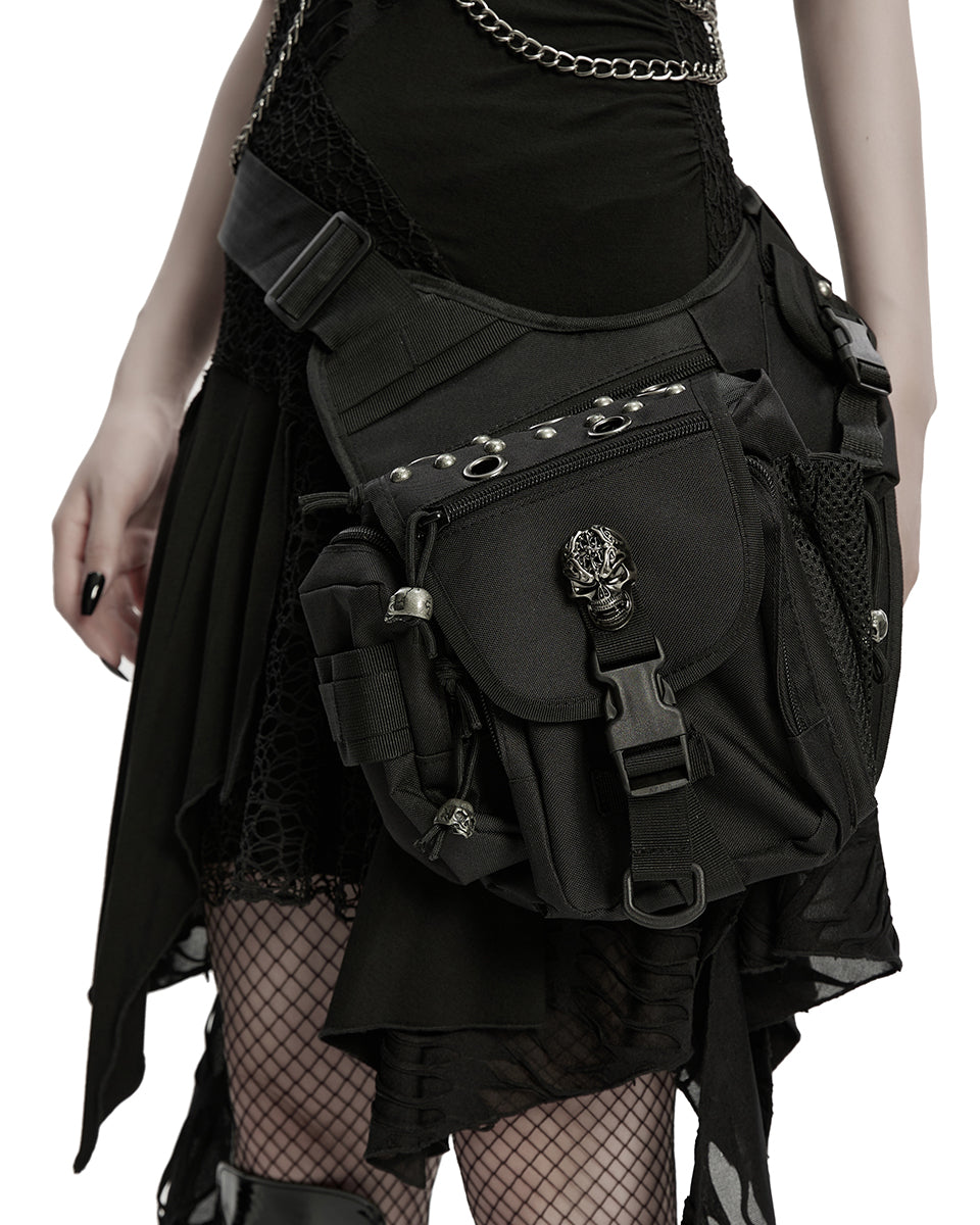 WS-869BB Unisex Apocalyptic Gothic Studded Skull Hip Bag Waist Pack Belt