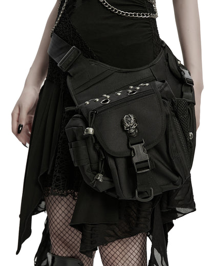 WS-869BB Unisex Apocalyptic Gothic Studded Skull Hip Bag Waist Pack Belt