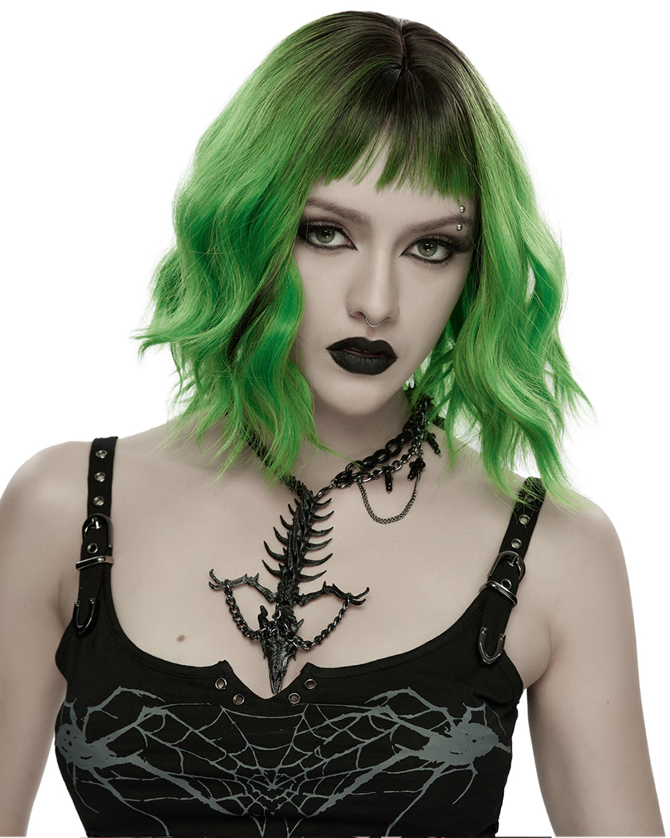 WS-886LHF Womens Apocalyptic Gothic Dragon Bone Skull Necklace