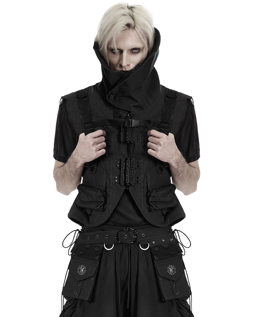 Mens Apocalyptic Punk Tactical Techwear Chained Backpack