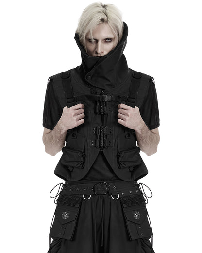 Mens Apocalyptic Punk Tactical Techwear Chained Backpack