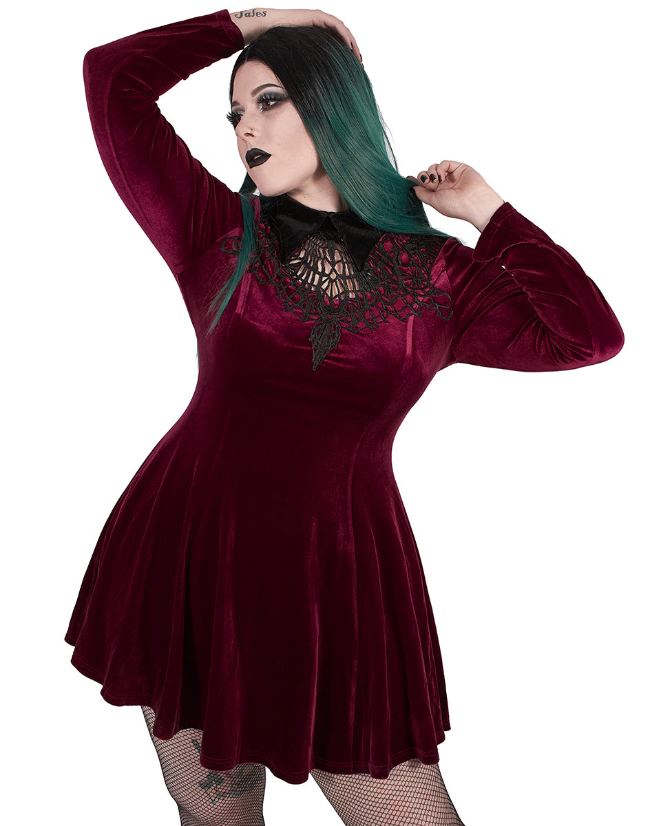 DQ-509 Plus Size Womens Gothic Mini Dress - Red