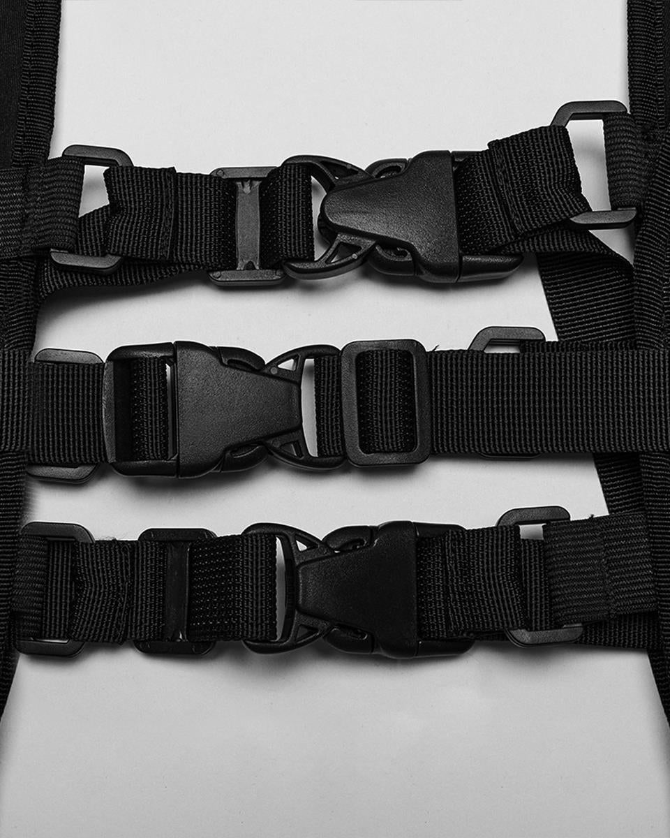 WS-633BDM-BKM Mens Apocalyptic Wasteland Punk Tactical Utility Harness Top