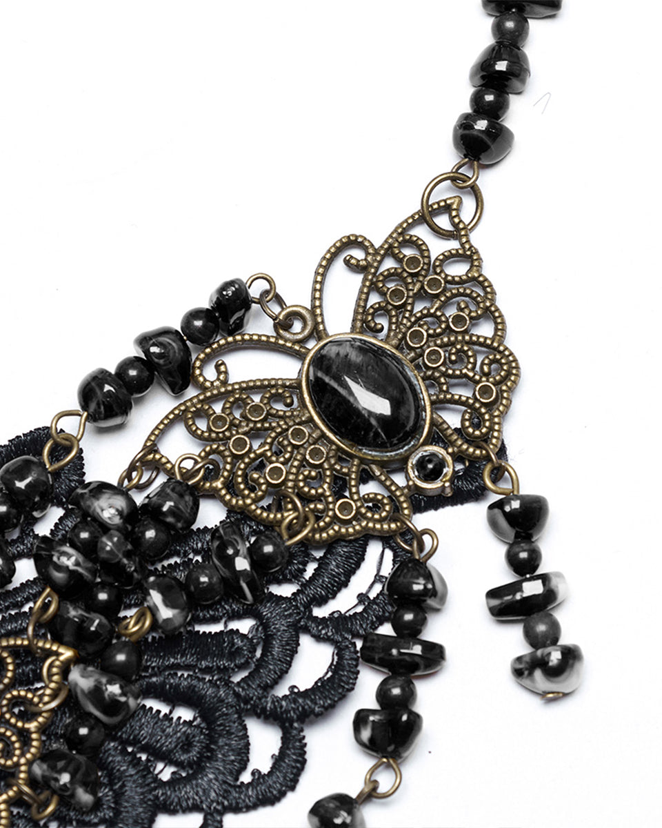 WS-778LHF-BKF Womens Steampunk Butterfly Choker Necklace - Black