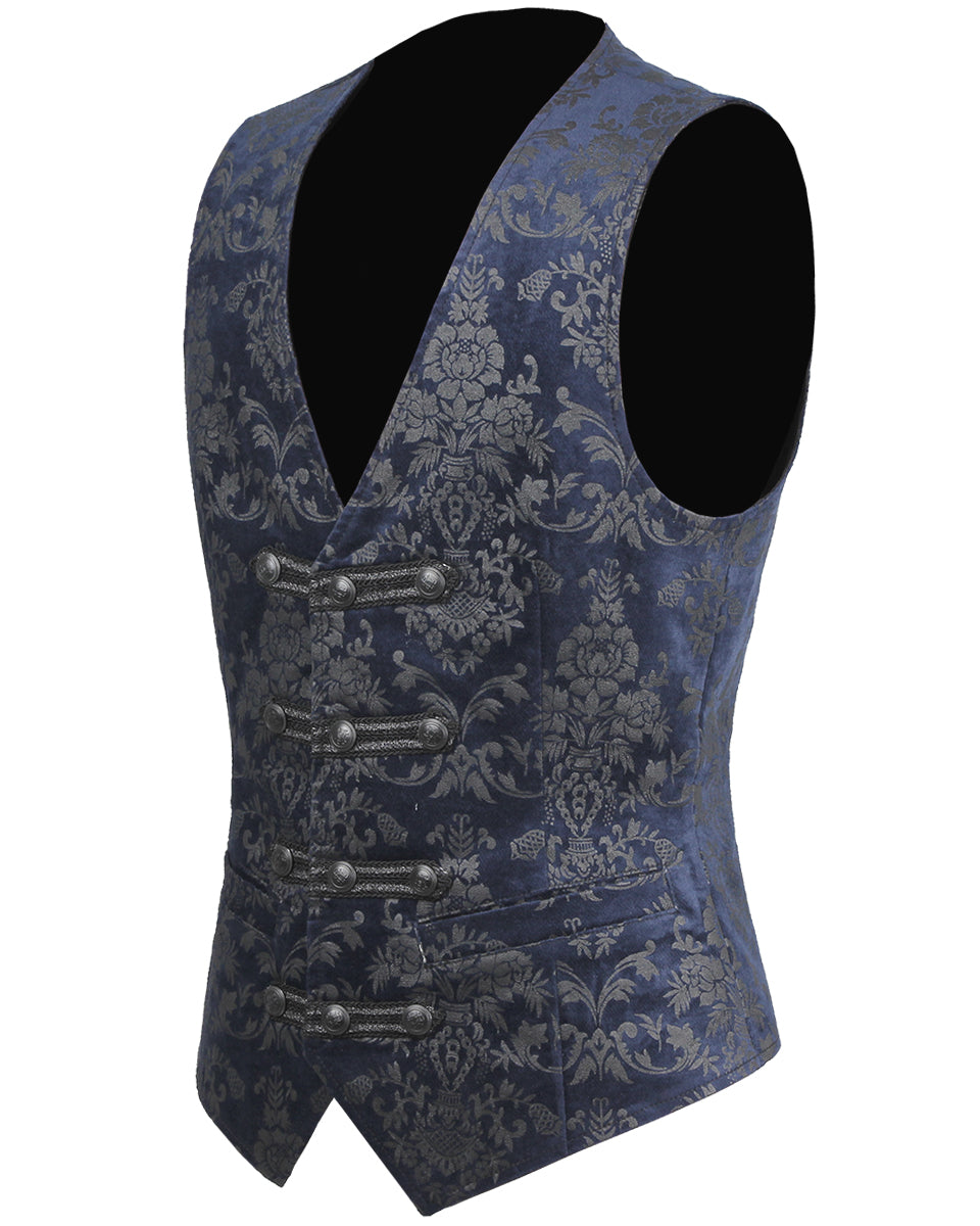 Y-452 Alcazar Mens Waistcoat Vest - Blue Damask