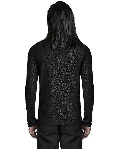 PR-WT-784TCM-BKM Mens Dark Baroque Gothic Paisley Print Top