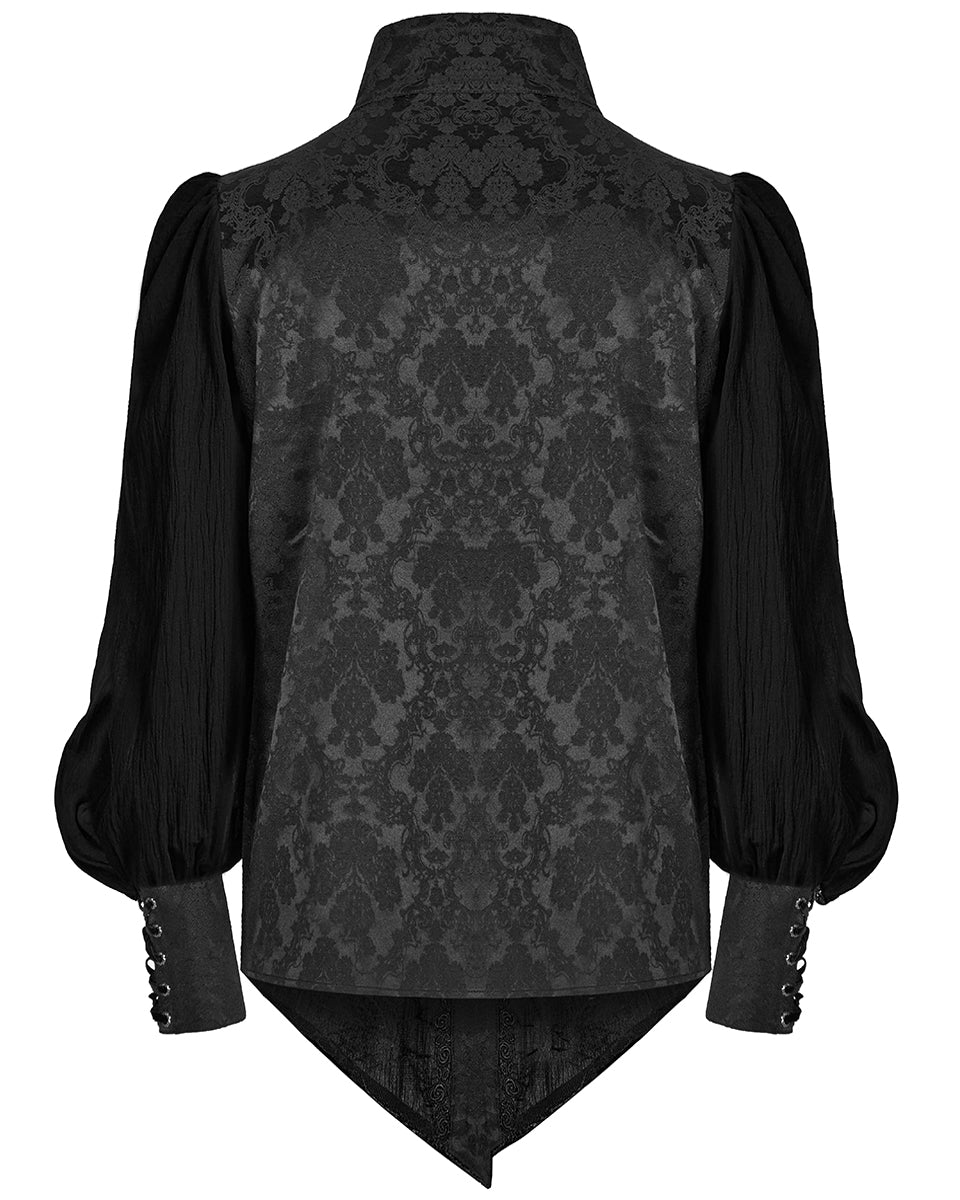 PR-Y1483-BKM Mens Sinisteria Gothic Jacquard & Spider Web Dress Shirt