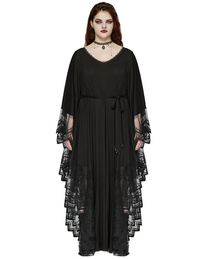 DQ-724DQF Plus Size Womens Gothic Batwing Maxi Dress - Black