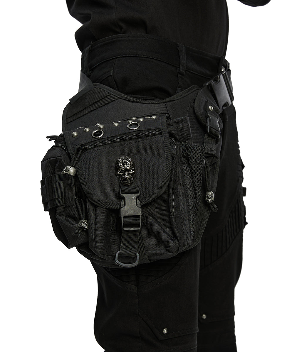 WS-869BB Unisex Apocalyptic Gothic Studded Skull Hip Bag Waist Pack Belt
