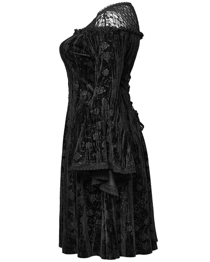 DQ-733LQF Plus Size Womens Gothic Night Rose Dress - Black Velvet