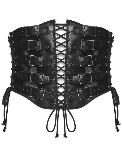 WS-852YDM Mens Apocalyptic Gothic Faux Leather Buckled Strapping Corset Girdle Belt