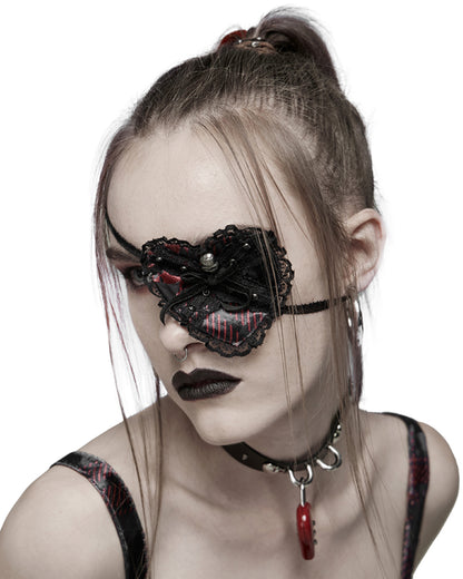 S-489 Womens Gothic Lolita Lace Heart Eye Patch Mask