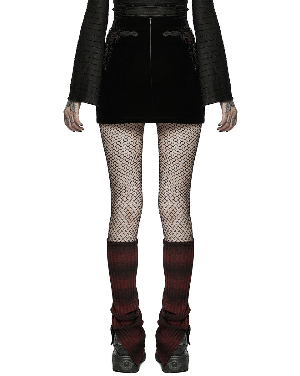 S-513 Womens Apocalyptic Punk Striped Knit Legwarmers - Black & Red