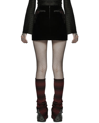 S-513 Womens Apocalyptic Punk Striped Knit Legwarmers - Black & Red