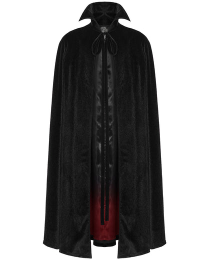 WY-1542DPM Mens Dark Night Gothic Faux Horsehair Count Cloak - Black & Red