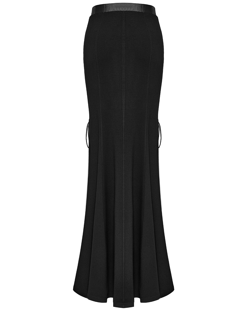 WQ-696BQF-BKF Daily Life Long Gothic Techwear Side-Split Lacing Maxi Skirt