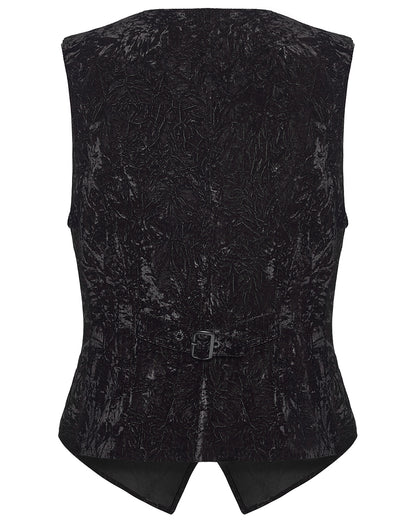 PR-WY-1958MJM-BKM Mens Gothic Aristocrat Wrinkled Velvet Waistcoat Vest - Black