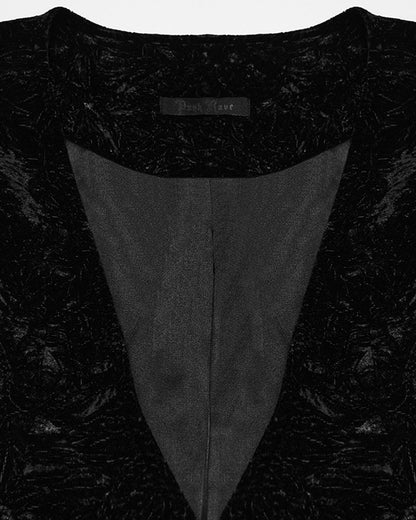PR-WY-1958MJM-BKM Mens Gothic Aristocrat Wrinkled Velvet Waistcoat Vest - Black