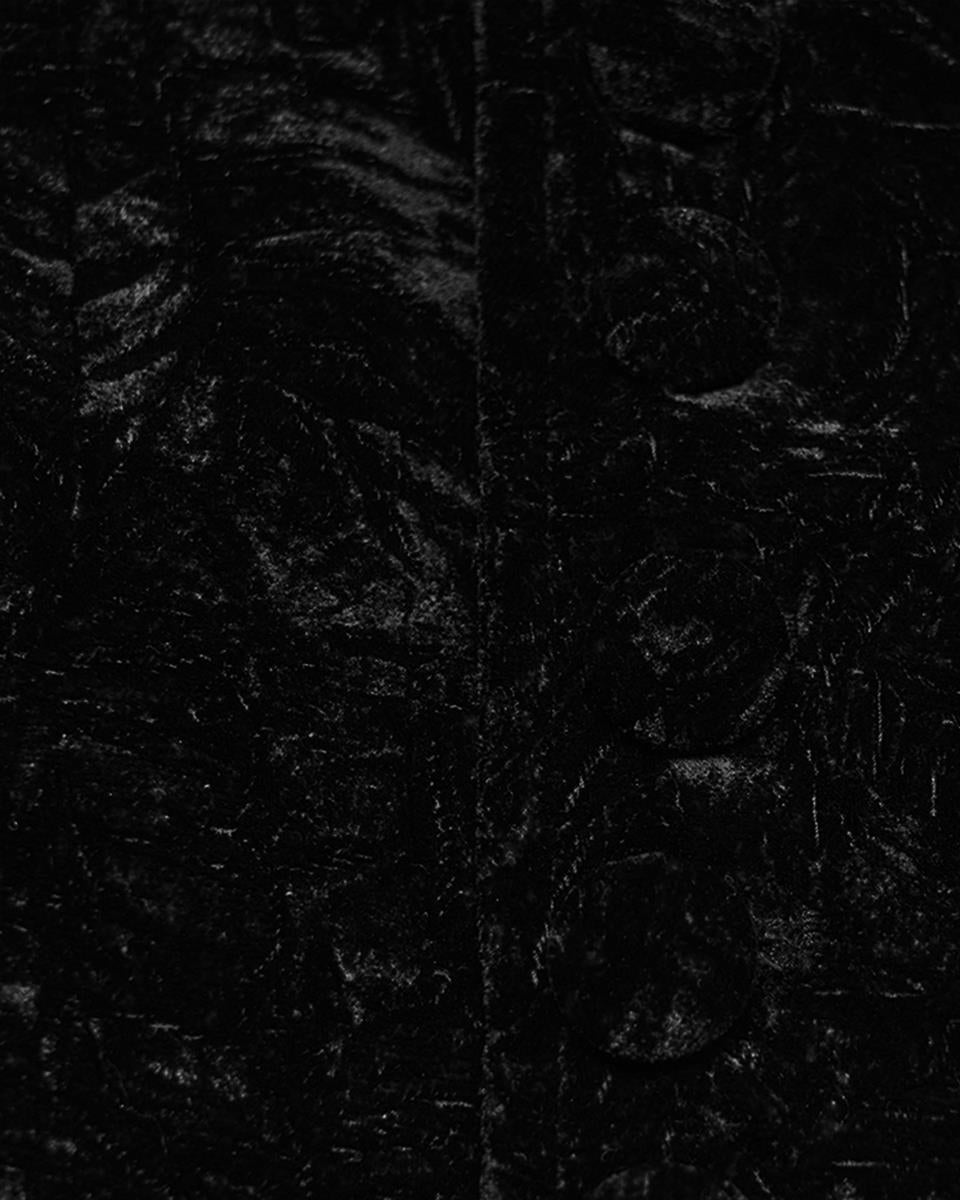 PR-WY-1958MJM-BKM Mens Gothic Aristocrat Wrinkled Velvet Waistcoat Vest - Black