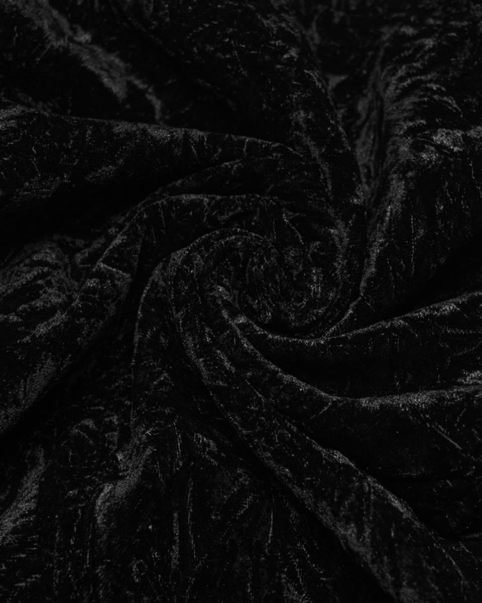 PR-WY-1958MJM-BKM Mens Gothic Aristocrat Wrinkled Velvet Waistcoat Vest - Black