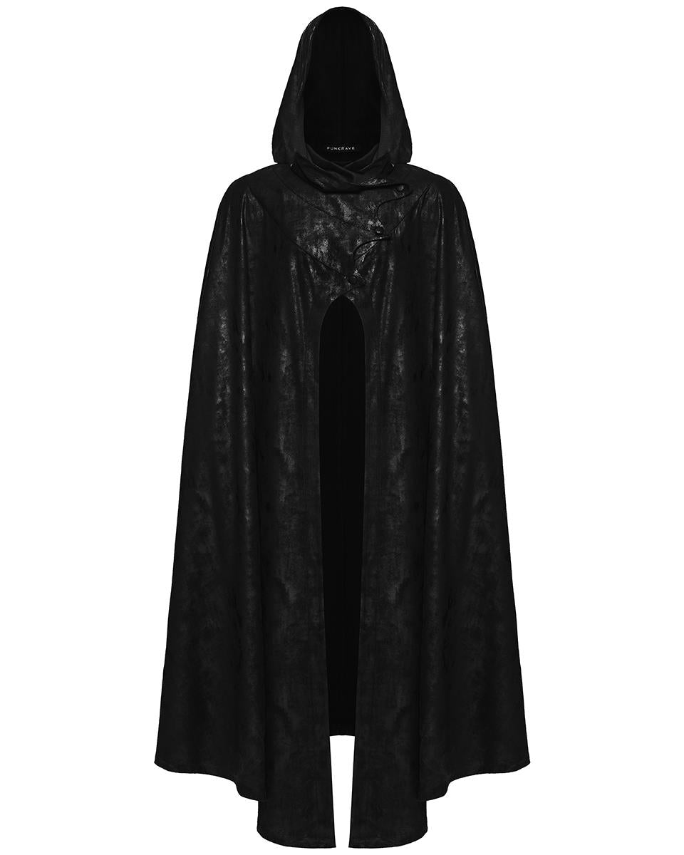 PR-WY-1959DPM-BKM Mens Long Dark Gothic Knight Hooded Batwing Cloak
