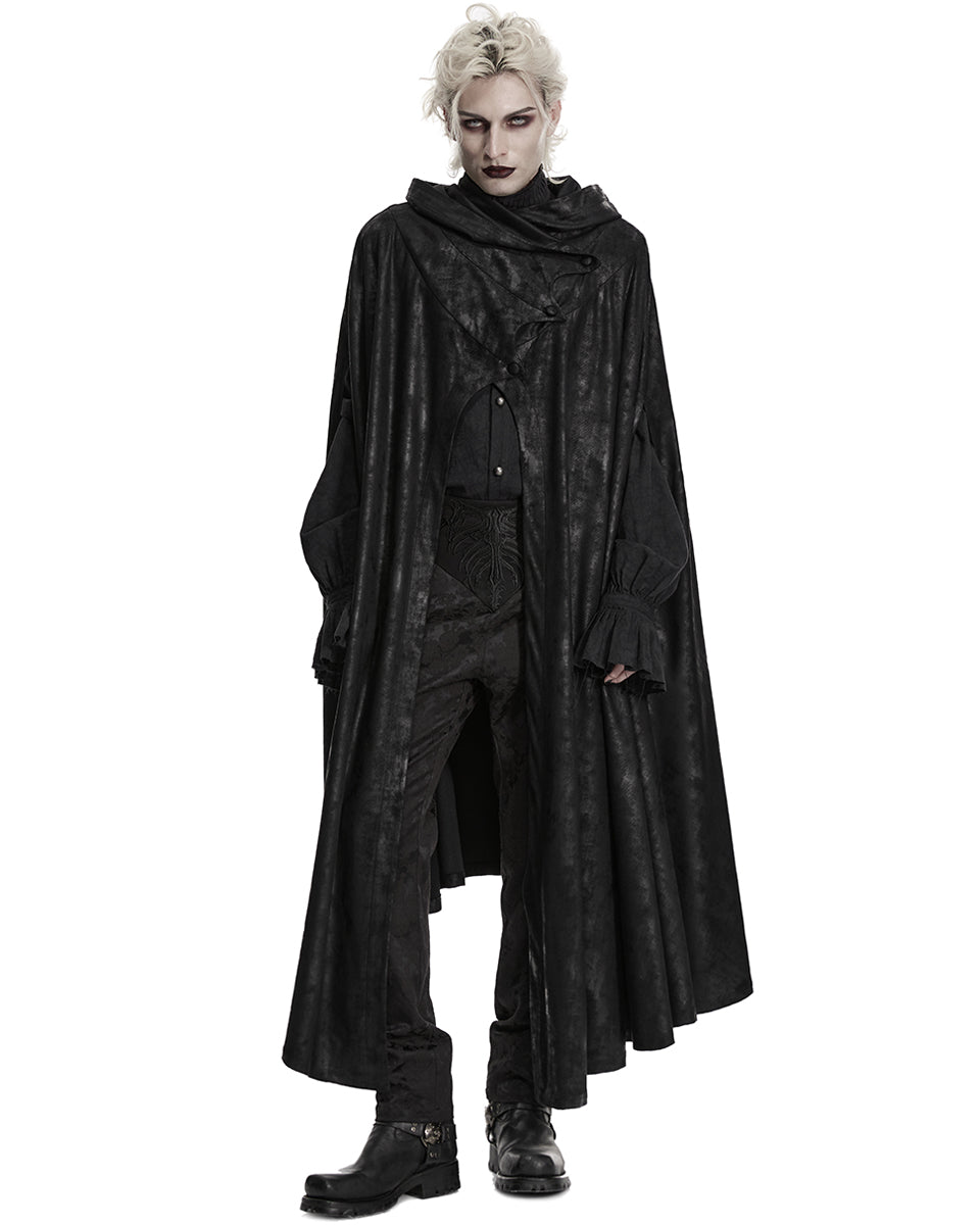 PR-WY-1959DPM-BKM Mens Long Dark Gothic Knight Hooded Batwing Cloak