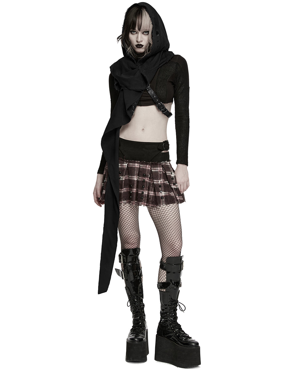 Womens Apocalyptic Gothic Wasteland Hooded Sleeveless Waistcoat Cape