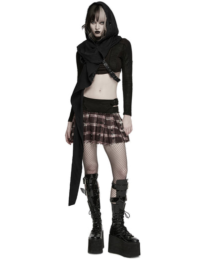 Womens Apocalyptic Gothic Wasteland Hooded Sleeveless Waistcoat Cape