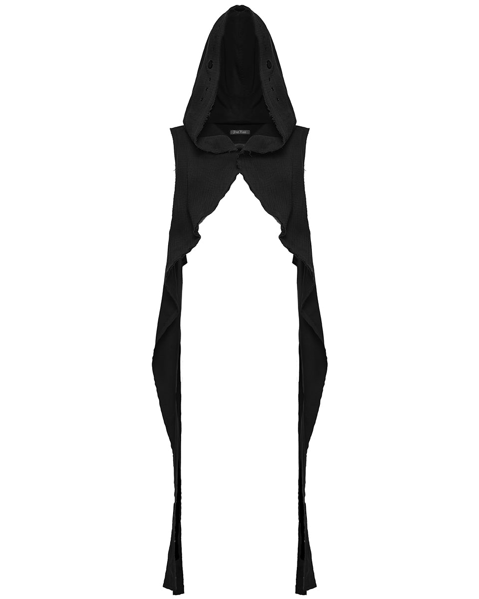Mens Apocalyptic Gothic Wasteland Hooded Sleeveless Waistcoat Cape