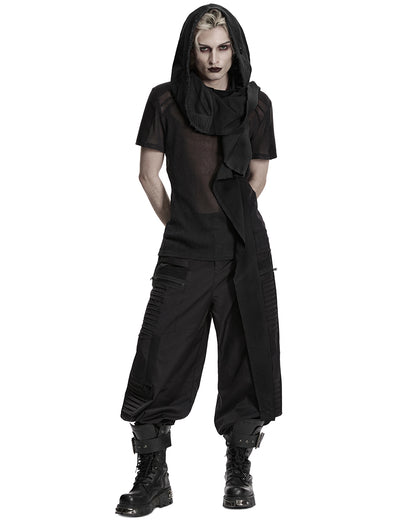 Mens Apocalyptic Gothic Wasteland Hooded Sleeveless Waistcoat Cape