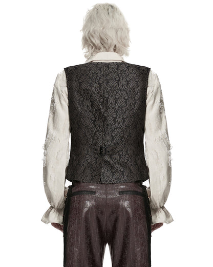 PR-WY-2014MJM-BKCOM Mens Dark Gothic Steampunk Jacquard Waistcoat Vest - Brown & Black