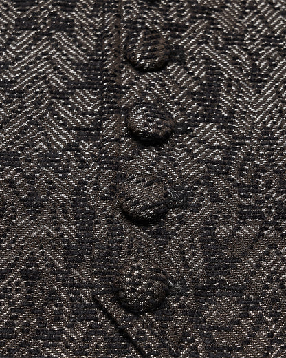 PR-WY-2014MJM-BKCOM Mens Dark Gothic Steampunk Jacquard Waistcoat Vest - Brown & Black
