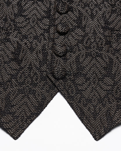 PR-WY-2014MJM-BKCOM Mens Dark Gothic Steampunk Jacquard Waistcoat Vest - Brown & Black