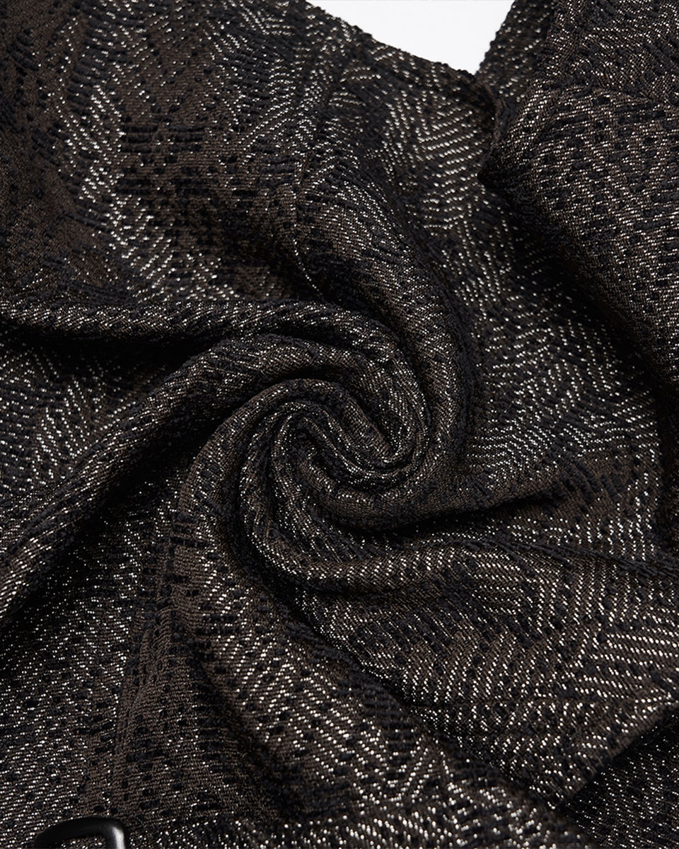 PR-WY-2014MJM-BKCOM Mens Dark Gothic Steampunk Jacquard Waistcoat Vest - Brown & Black