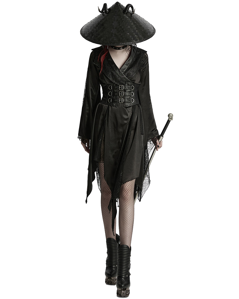 WY-1723XCF-BKF Womens Dark Gothic Lolita Lace Inset Kinono Dress Jacket