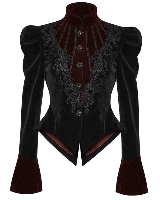 Y-769 Womens Gothic Jacket - Black & Red Velvet