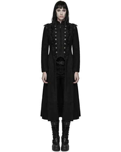 WY-1827XCF Womens Long Gothic Aristocrat Woolen Winter Military Coat