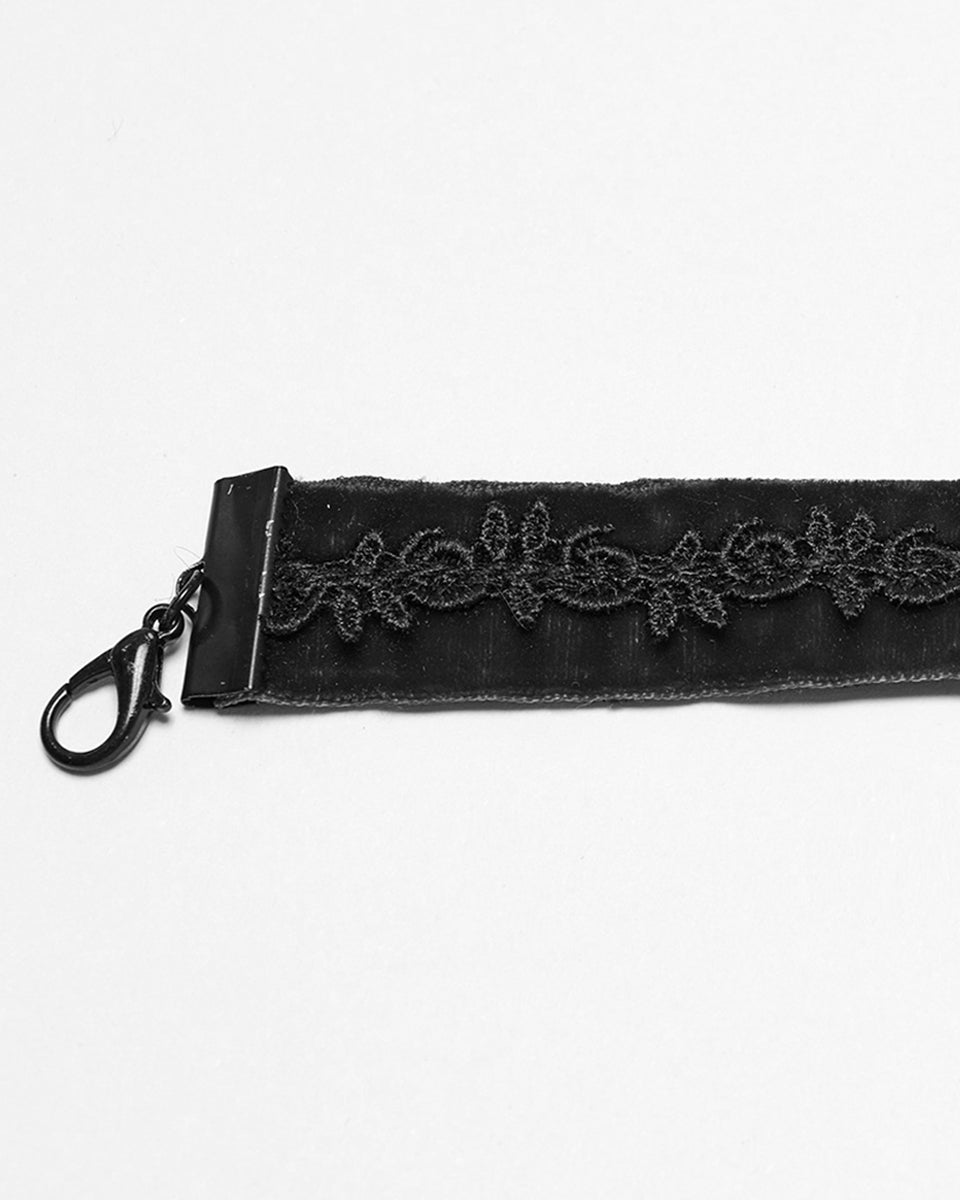 OS-760LHF Daily Life Womens Gothic Burnt Rose Choker Collar Necklace - Black
