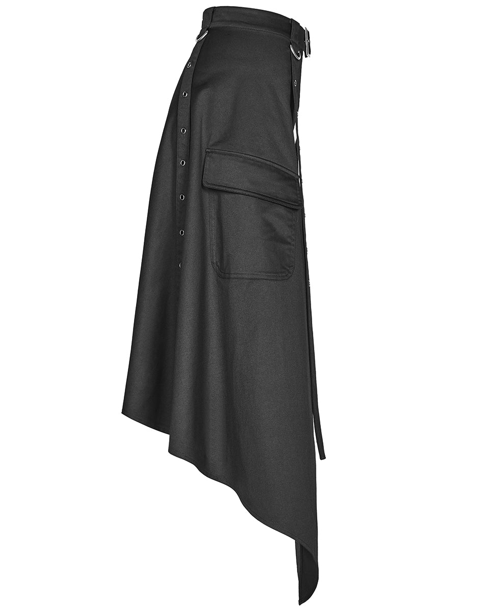 OQ-380 Womens Cyberpunk Gothic Ninja Open Front Half Skirt