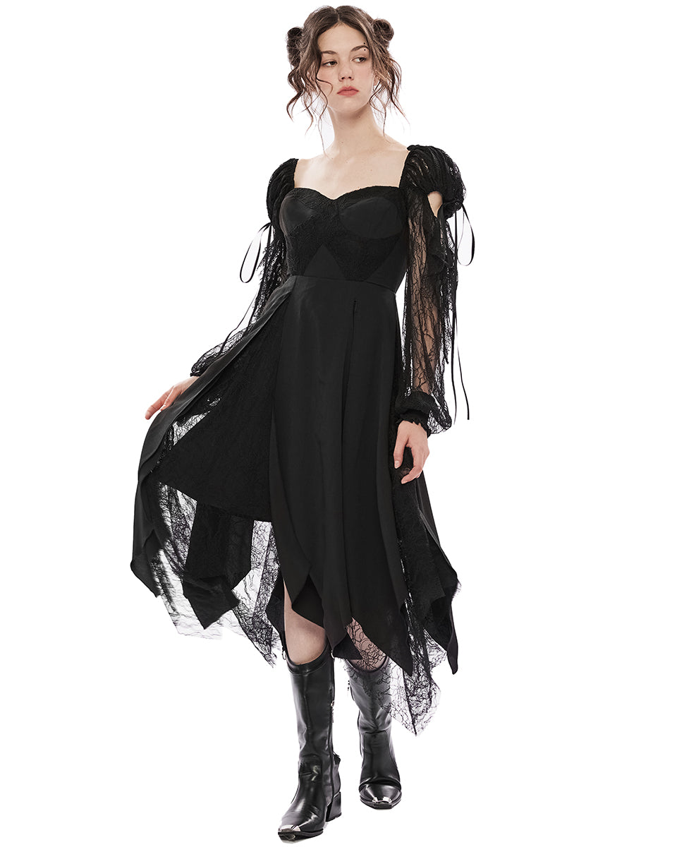 OPQ-1238 Daily Life Urban Occult Gothic Lace Contrast Maxi Dress