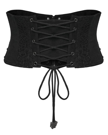 WS-782YDF Womens Apocalyptic Gothic Skull Studded Webbing Waist Cincher Corset Belt