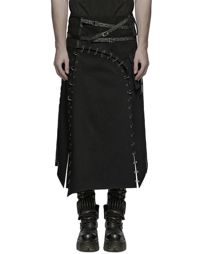 WQ-872BQM-BKM Mens Apocalyptic Gothic Transformer Utility Kilt Skirt